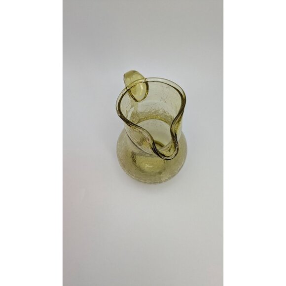 Kanawha Art Glass Crackle Glass Yellow Amber Pitcher - Picture 10 of 14